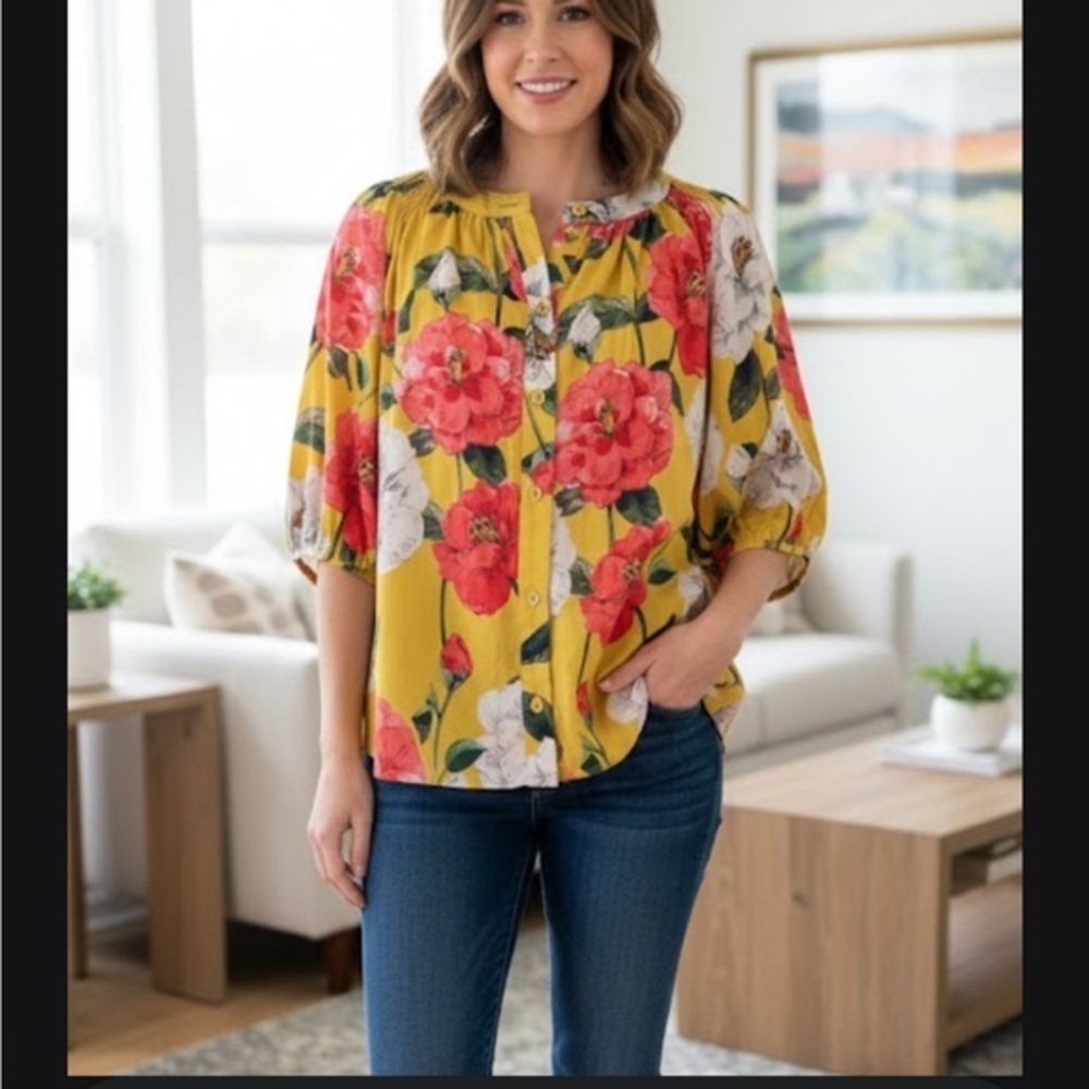 Parker Floral Yellow Blouse